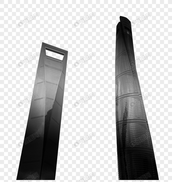 黑白创意上海最高建筑图片