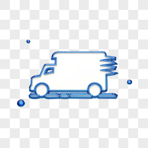 立体蓝色货车图标图片