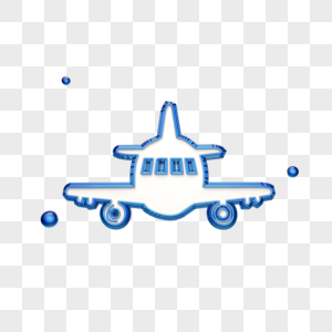 立体蓝色飞机图标图片