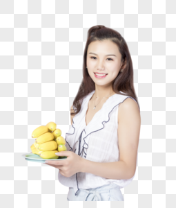 拿着香蕉的青年女性图片