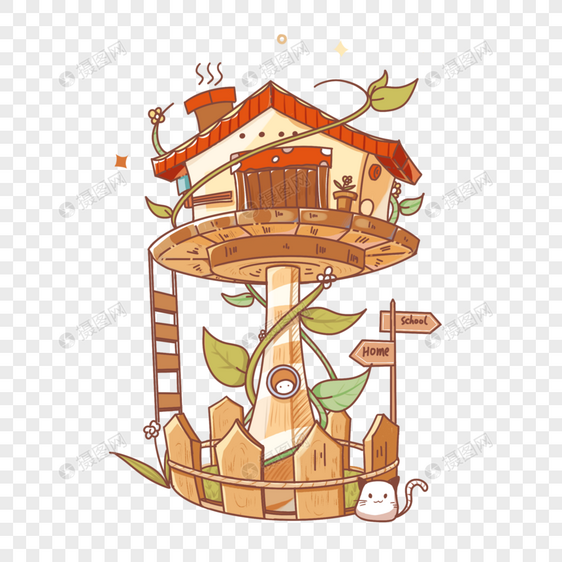 卡通童话风小屋图片