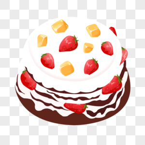 手绘草莓蛋糕巧克力蛋糕高清图片