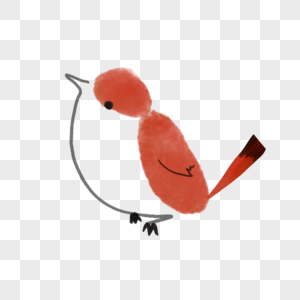 水彩红色小鸟图片