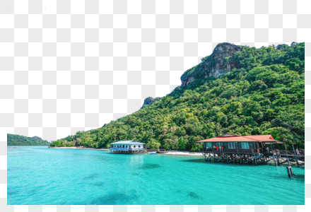 马来西亚仙本那珍珠岛水屋高清图片