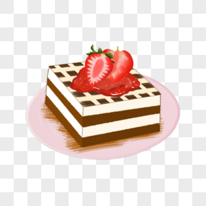 草莓蛋糕可可粉蛋糕甜点下午茶高清图片