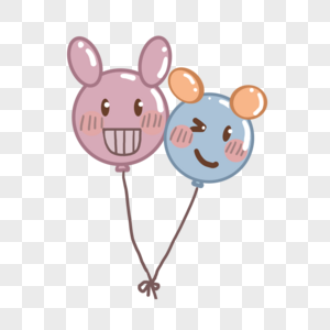 卡通手绘小清新风儿童节小兔小熊气球图片