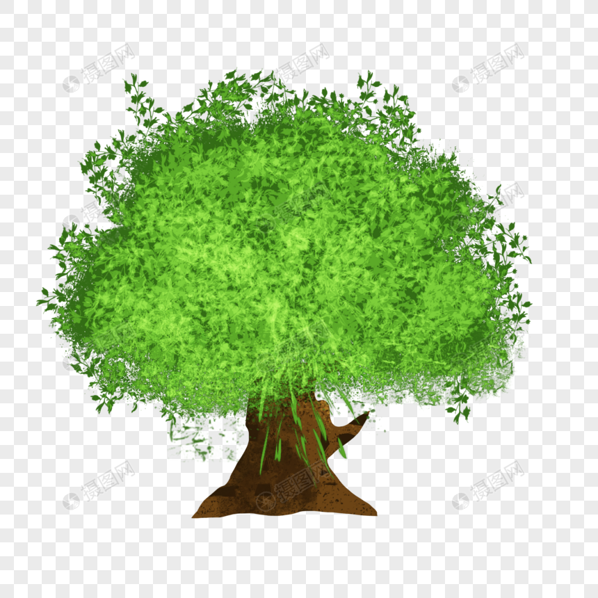 卡通一颗茂盛的树木插图