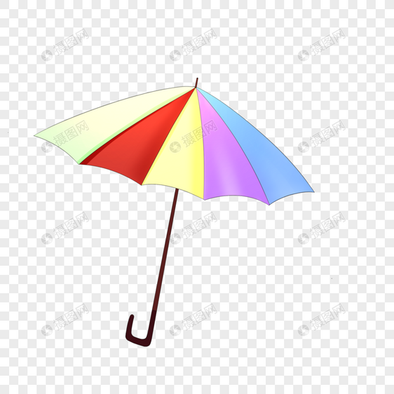 手绘卡通小清新创意可爱童趣彩虹雨伞素材免抠图片