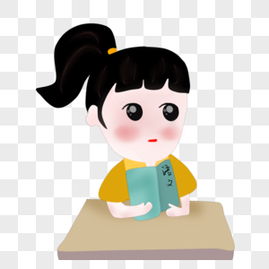 女学生阅读看书女孩素材