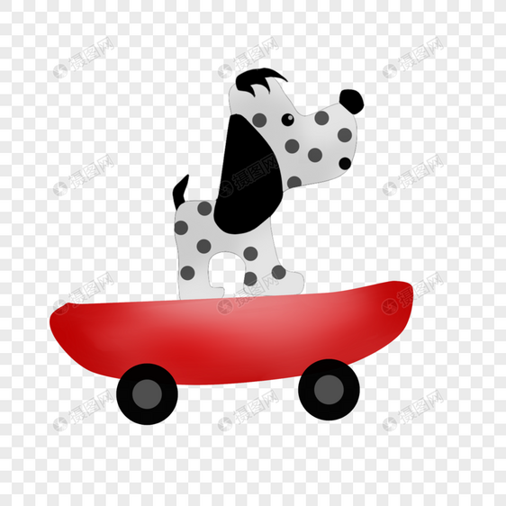 滑滑板的斑点狗图片