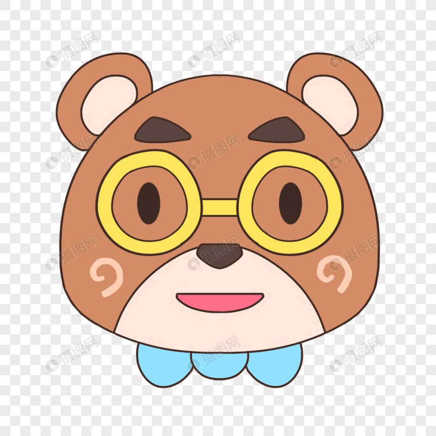 手绘卡通爱眼日戴眼镜的小熊