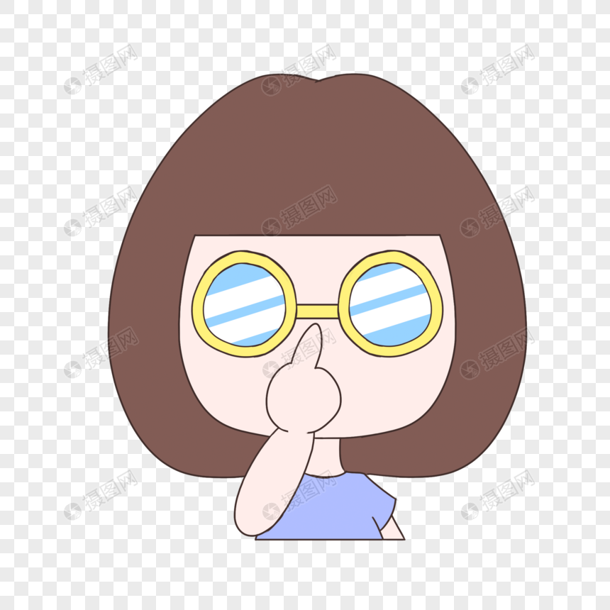 手绘卡通爱眼日手指戳眼镜的女孩