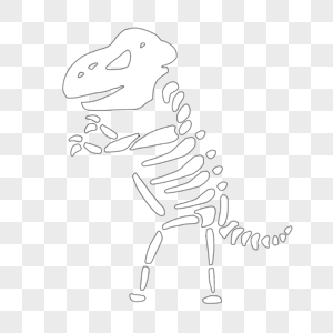 手绘卡通世界博物馆日霸王龙骨骼标本图片