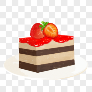 手绘甜品草莓蛋糕图片