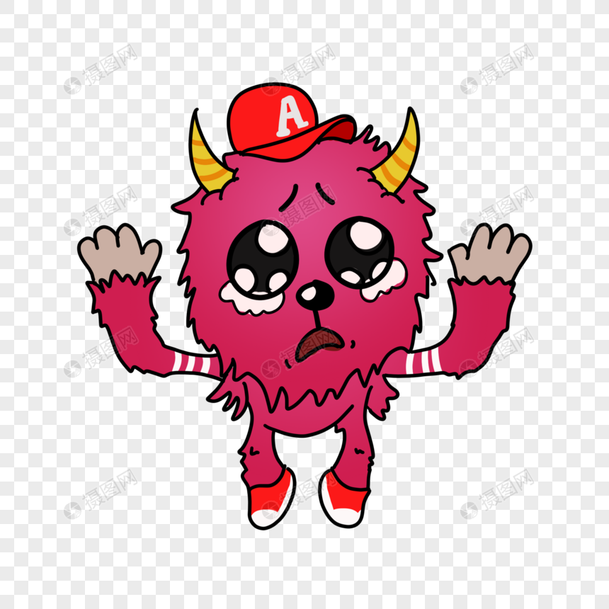 卡通红毛怪伤心表情插图