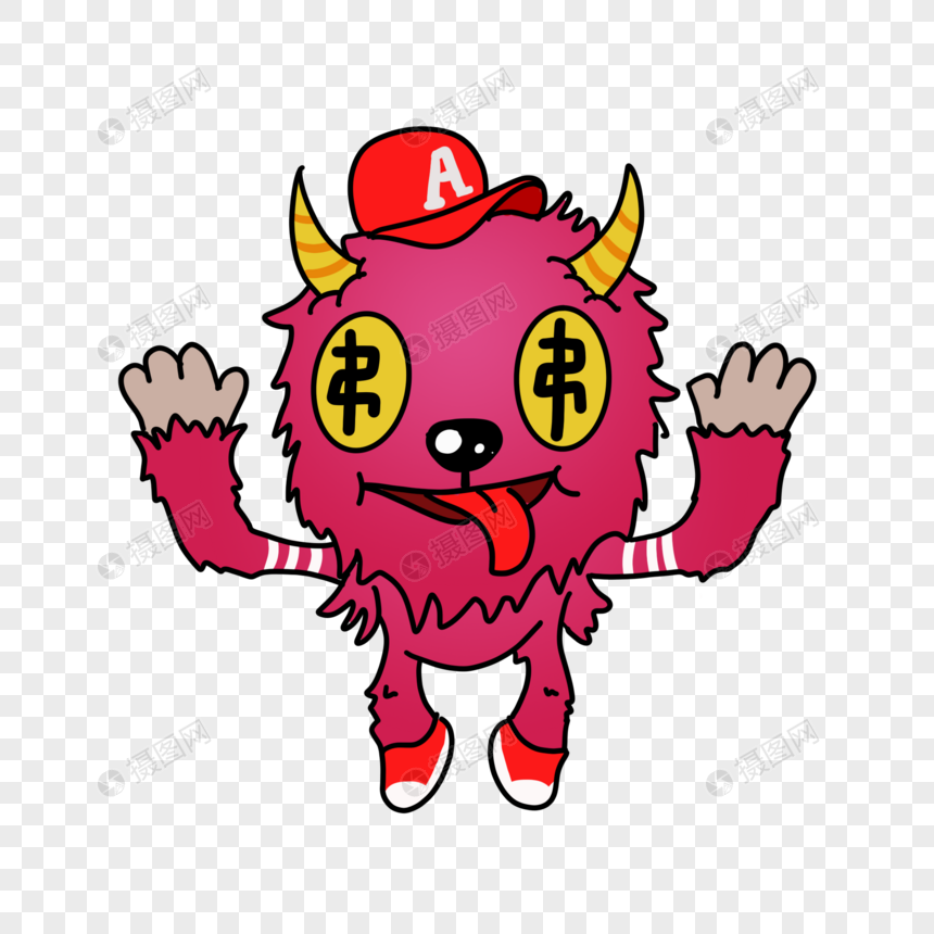 卡通红毛怪贪财表情