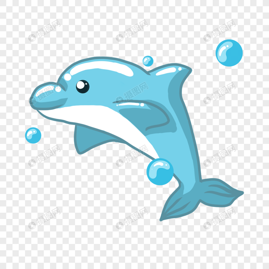 卡通蓝色海豚插图图片