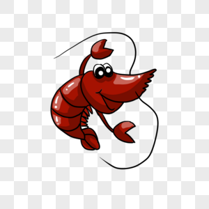 卡通红色龙虾插图图片