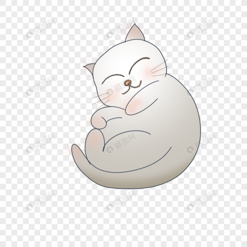 捧腹眯眼傻笑英短手绘可爱小猫咪