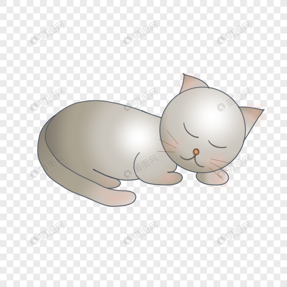 趴睡乖乖模样英短手绘可爱小猫咪图片