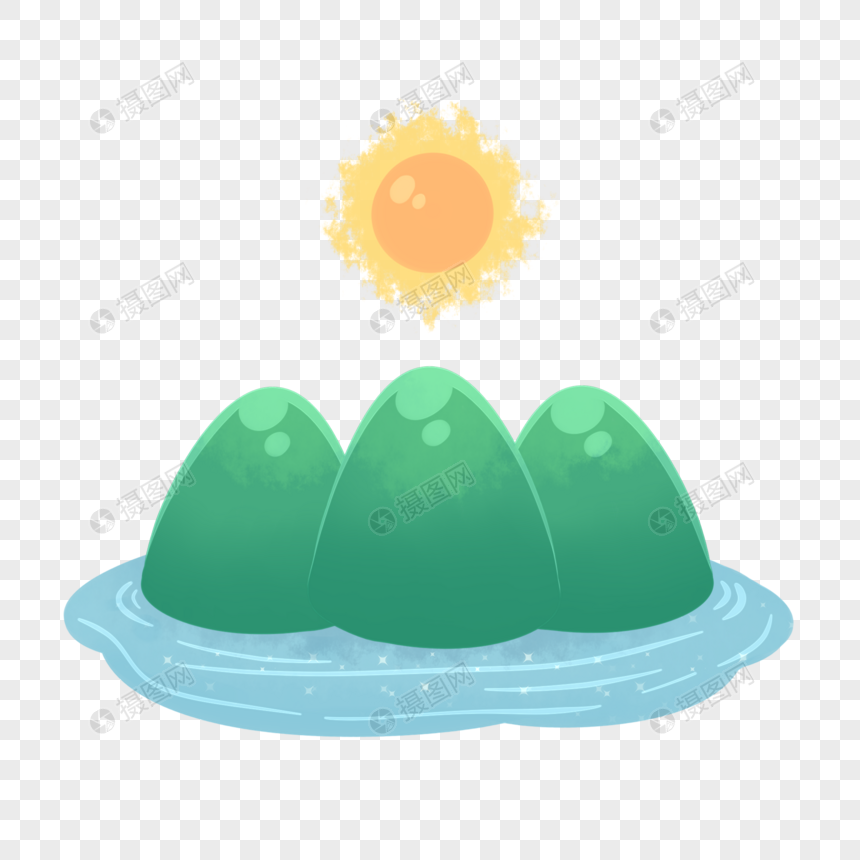免抠元素 手绘/卡通元素 绿水青山.psd