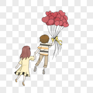 情侣和气球图片