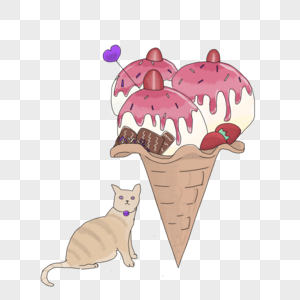 猫和冰淇凌图片