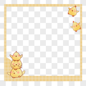 创意可爱小鸡简约黄色边框图片