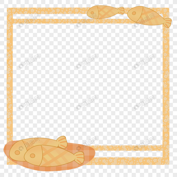 创意美味鱼饼简约边框图片