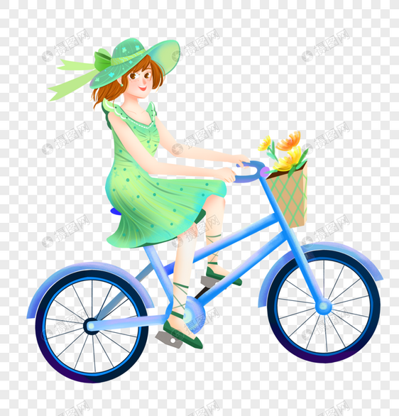 夏天骑单车的少女图片