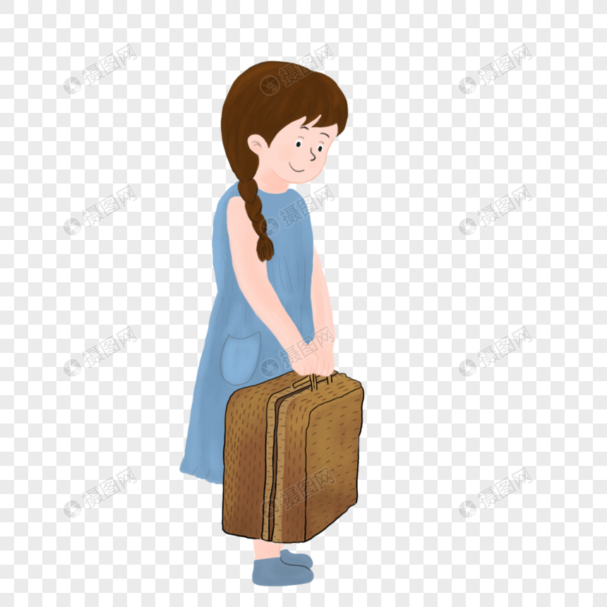 提着行李箱的女孩