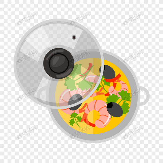 锅里的海鲜浓汤图片