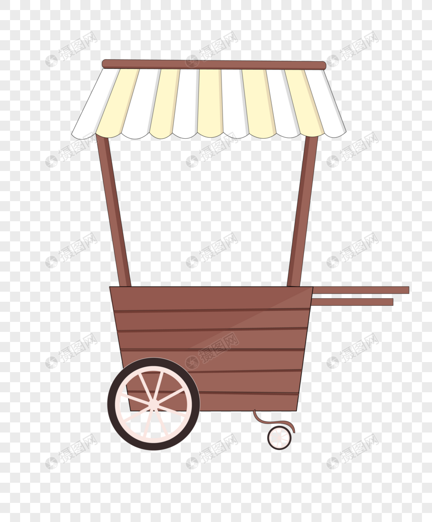 免抠元素 手绘/卡通元素 手绘摆摊车.