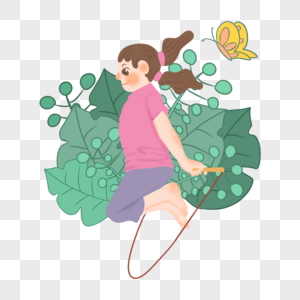 跳绳的小女孩图片