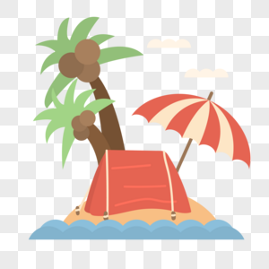 度假小岛休闲遮阳伞高清图片