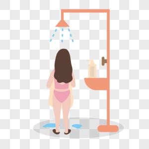 洗澡的女人洗澡卡通高清图片