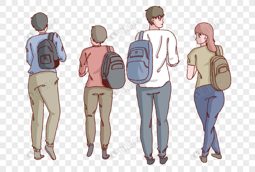 毕业季学生告别的背影