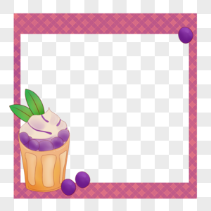创意美味蓝莓蛋糕简约格子边框高清图片