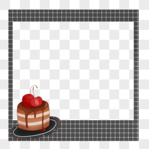 创意美味樱桃蛋糕简约格子边框高清图片