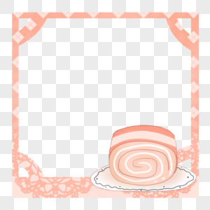 创意美味夹心蛋糕简约格子布粉色边框图片
