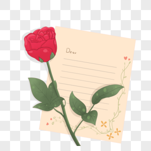 玫瑰花和信爱情信素材高清图片