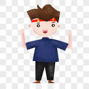 卡通手绘努力奋斗的阳光男孩图片素材