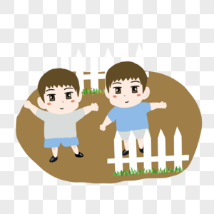 做早操的双胞胎男孩图片素材