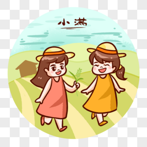田间散步的女孩图片