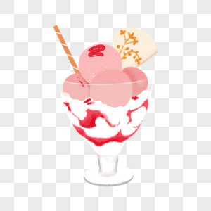 夏日甜品草莓冰激凌元素下载图片