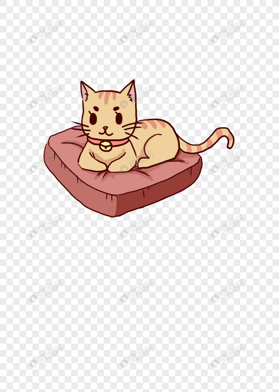 一只可爱的猫趴在垫蒲上图片