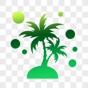绿色椰子树剪影高清图片