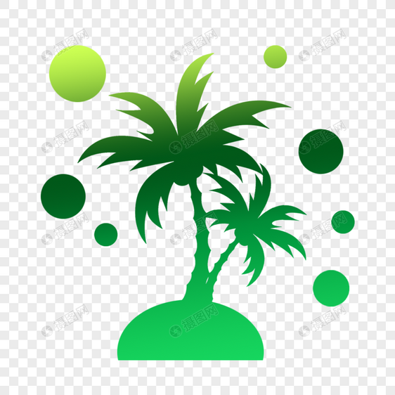 绿色椰子树剪影图片