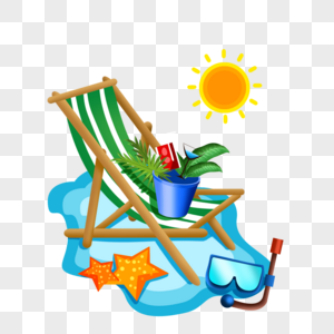 沙滩椅植物装饰图片