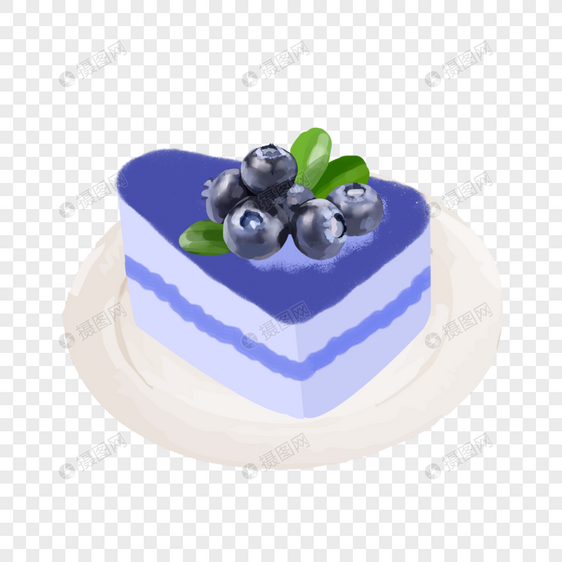 手绘蓝莓蛋糕甜点图片